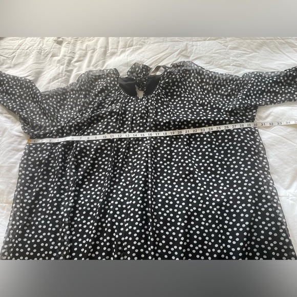 Marina Rinaldi Black & White Polka Dot Chiffon Midi Dress with Embellished Cuffs - Picture 10 of 13